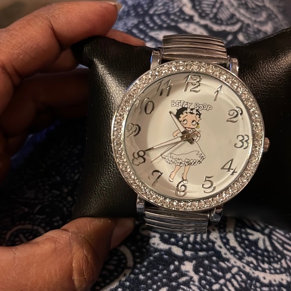 Betty Boop Accessories - Betty Boop Silver and White Crystal-Accent Women's Watch